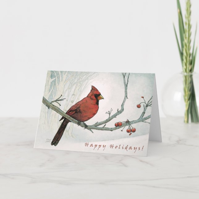 Holiday Cardinal Greeting Card (Front)