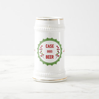 Holiday Case Does Beer White and Gold 22oz Stein