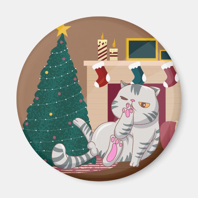 Holiday Cat Magnet (Front)