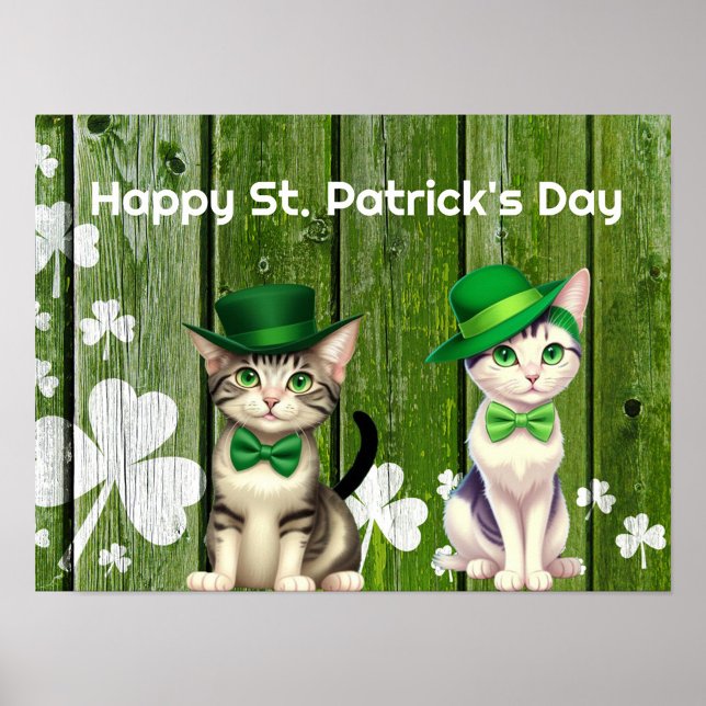 Holiday Cats Print, Value Poster Paper (Matte) (Happy Cats Celebrating St. Patrick's Day!)