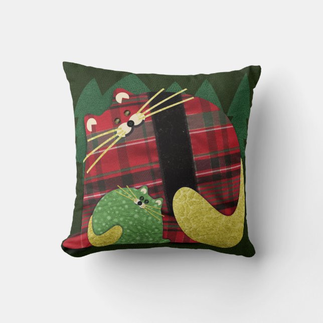 Holiday Cats Throw Pillow (Front)