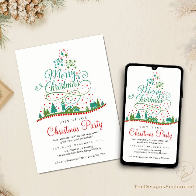 Holiday Celebration Christmas Party Invitation (Christmas Party Invitations, Holiday Celebration announcement Cards by TDE)