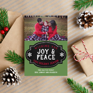 Holiday Chalkboard Banner Joy and Peace Family Card