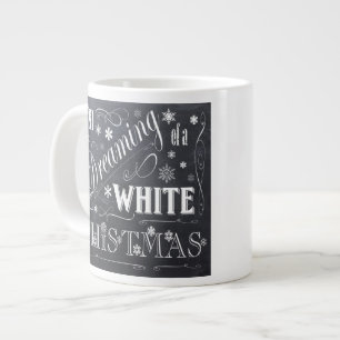 holiday  chalkboard  white Christmas Large Coffee Mug