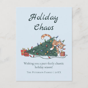 Holiday Chaos Funny Cat Christmas Postcard