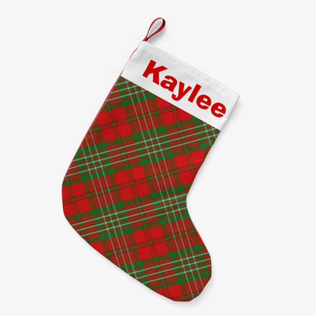 Holiday Charm Clan Scott Tartan Small Christmas Stocking (Front (Hanging))
