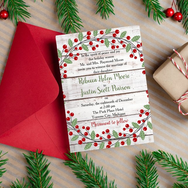 Holiday Charm II Winter/Christmas Wedding Invitation (Creator Uploaded)