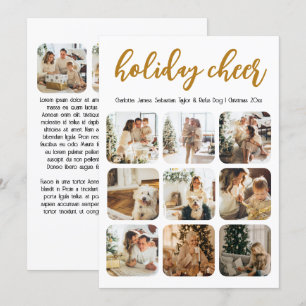 Holiday Cheer 12 Photo Christmas Personalized Card