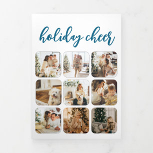 Holiday Cheer 16 Photo Christmas Personalized Tri-Fold Card