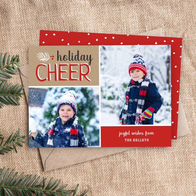 Holiday Cheer 2 Photo Collage Card (Creator Uploaded)