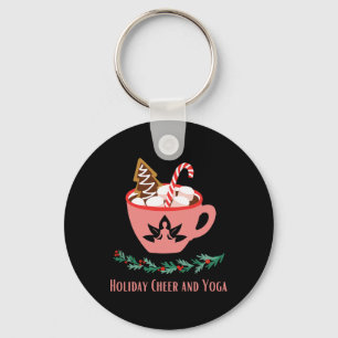 Holiday Cheer And Yoga Christmas Xmas Holidays Fes Keychain