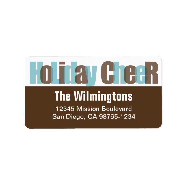 Holiday Cheer blue brown overlay return address Label (Front)
