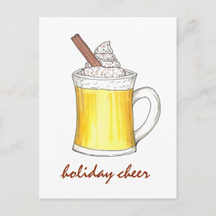 Holiday Cheer Christmas Eggnog Drink Illustration Postcard