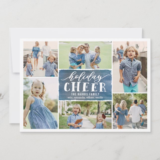 Holiday Cheer Collage Vacances Carte photo Marine (Devant)