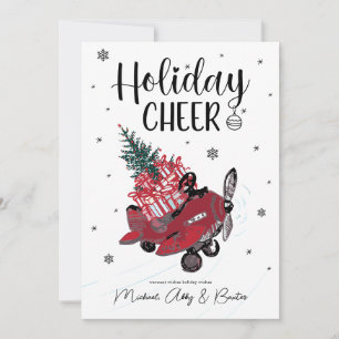 HOLIDAY CHEER   Cute Little Red Airplane Card