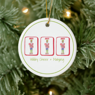 Holiday Cheer & Mahjong Custom / Preppy Nutcracker Ceramic Ornament
