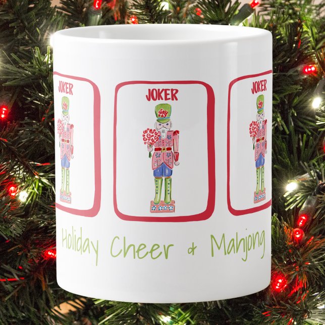 Holiday Cheer & Mahjong  / Preppy Nutcracker Tiles Large Coffee Mug (Creator Uploaded)