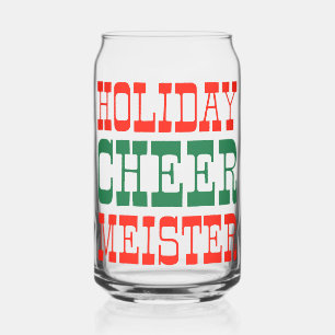 Holiday Cheer Meister Festive Red & Green Can Glass
