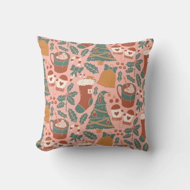 Holiday Cheer Pattern Throw Pillow (Front)