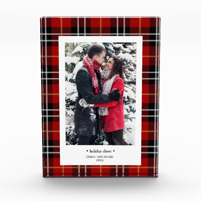 Holiday Cheer Plaid Photo Block (Front)