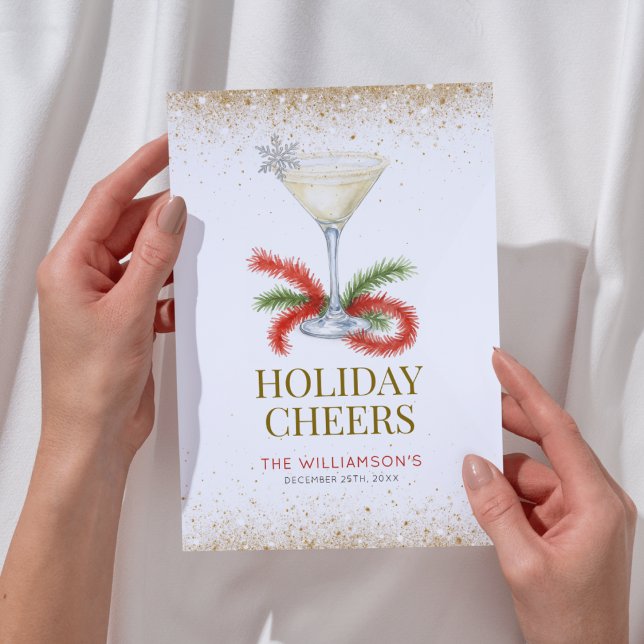 Holiday Cheers Cocktail Martini Christmas  Card (Creator Uploaded)