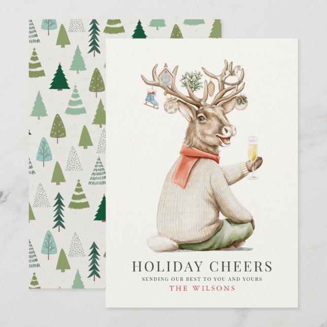 Holiday Cheers Funny Reindeer Ornaments Christmas (Front/Back)