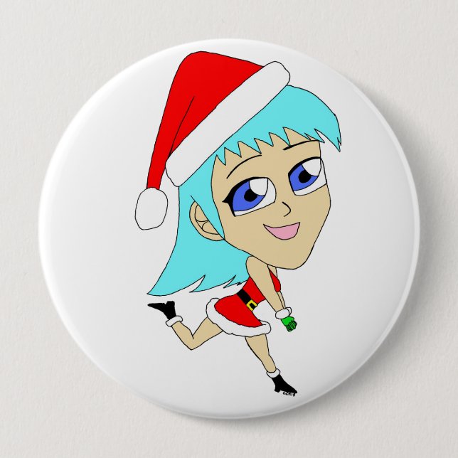 holiday chibi 4 inch round button (Front)