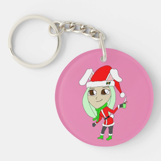 holiday chibi  bunnygirl  keychain (Front)