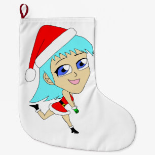 holiday chibi large christmas stocking