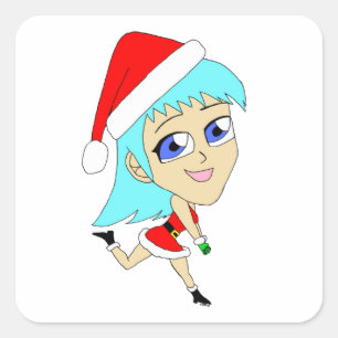 holiday chibi square sticker
