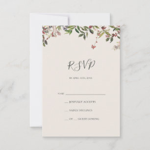 Holiday Chic Botanical   Champagne RSVP Card