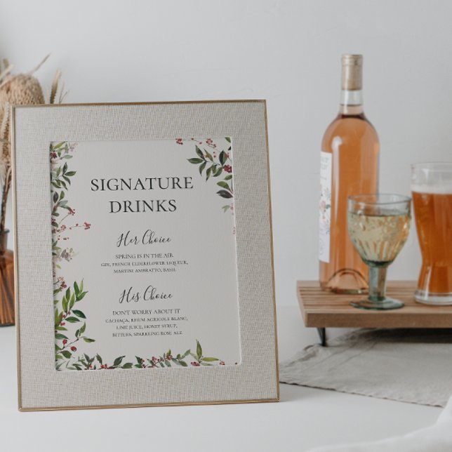 Holiday Chic Botanical Champagne Signature Drinks Poster (Creator Uploaded)