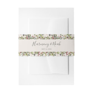 Holiday Chic Botanical   Champagne Wedding Invitation Belly Band