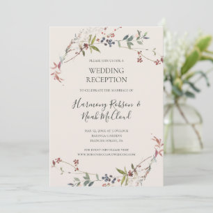 Holiday Chic Botanical Champagne Wedding Reception Invitation