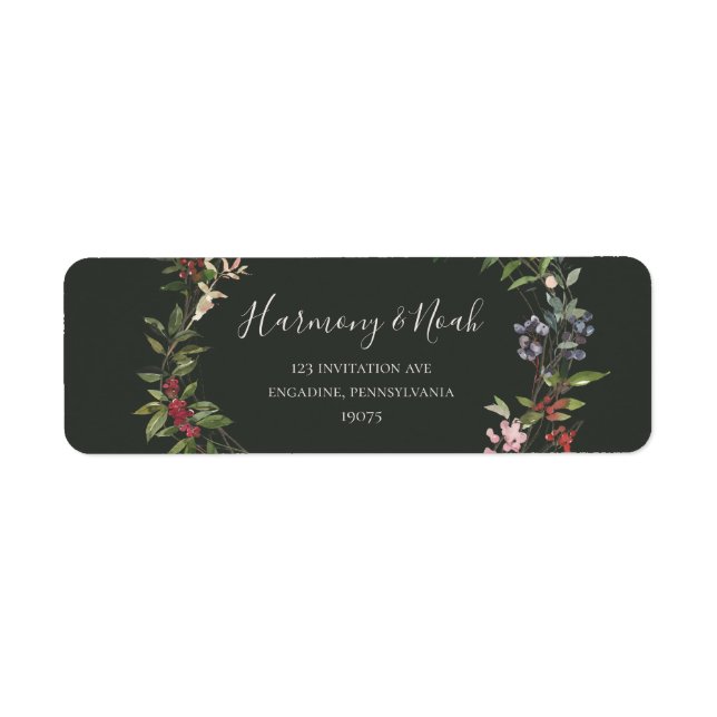 Holiday Chic Botanical | Dark Green Return Address (Front)