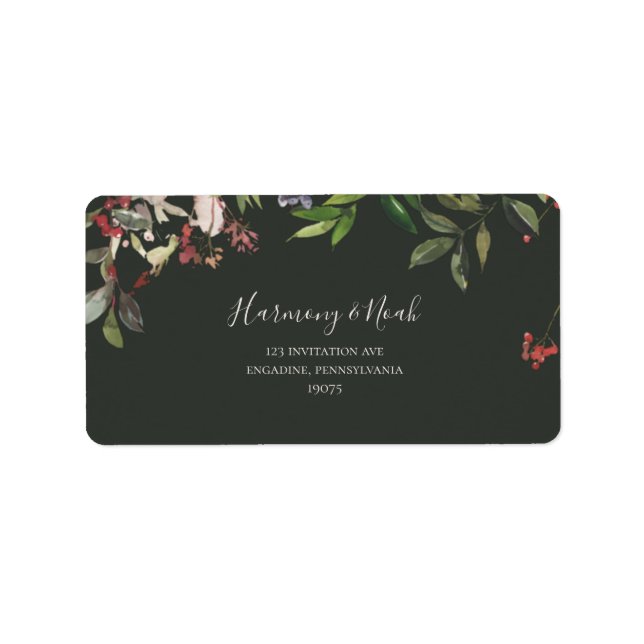 Holiday Chic Botanical Green RSVP Address labels  (Front)