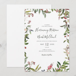 Holiday Chic Botanical   White Casual Wedding Invitation