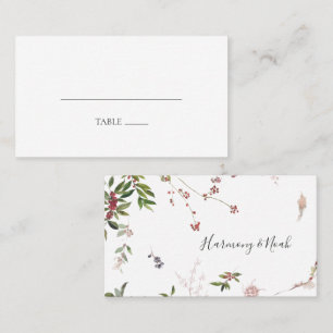 Holiday Chic Botanical White Flat Wedding Place Card