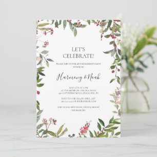 Holiday Chic Botanical   White Let's Celebrate Invitation
