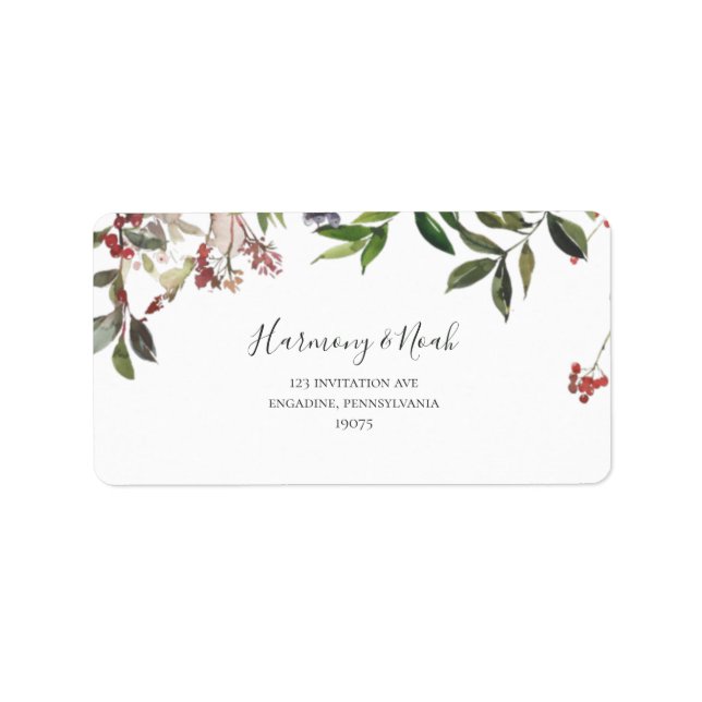 Holiday Chic Botanical White RSVP Address labels  (Front)