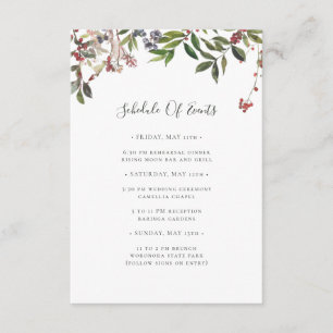 Holiday Chic Botanical   White Schedule of Events Enclosure Card