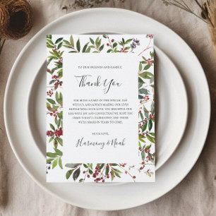 Holiday Chic Botanical White Thank You Card