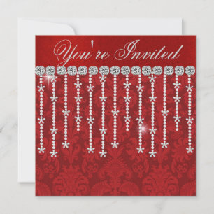 HOLIDAY CHIC SNOWFLAKE BLING Party Invitation
