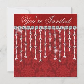 HOLIDAY CHIC SNOWFLAKE BLING Party Invitation