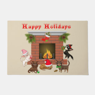 Holiday Chihuahua Christmas Door Mat