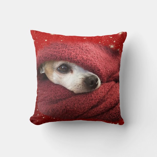 Holiday Chihuahua Throw Pillow (Front)