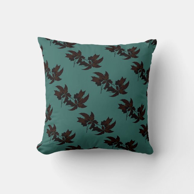 Holiday Christimas rustic poinsettia brown teal  Throw Pillow (Front)