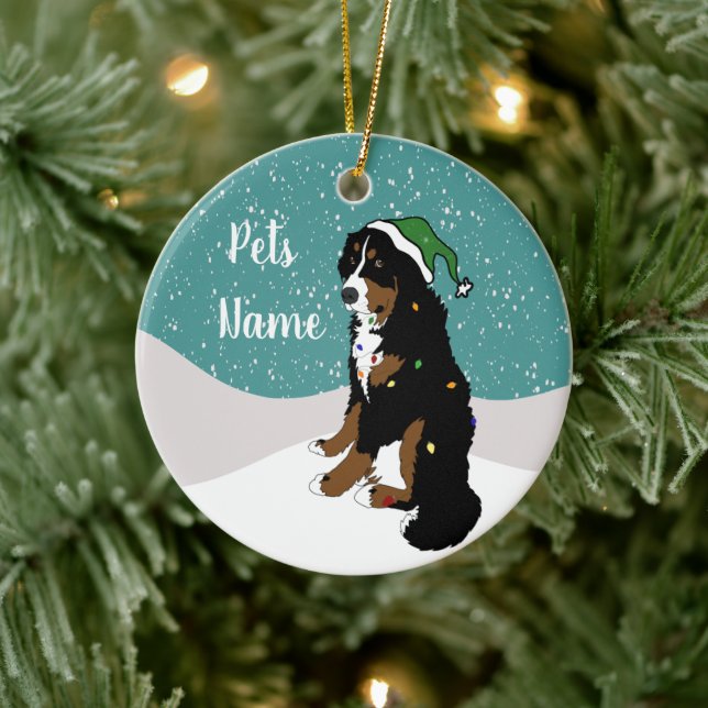 Holiday Christmas Bernese Mountain Dog Ceramic Orn Ceramic Ornament (Tree)