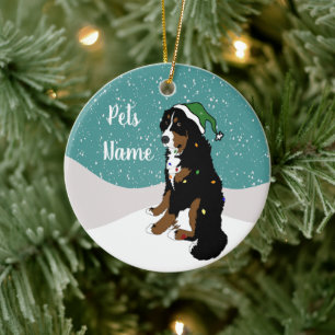 Holiday Christmas Bernese Mountain Dog Ceramic Orn Ornament