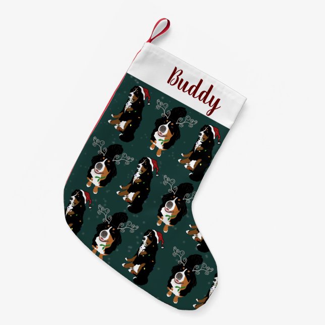 Holiday Christmas Bernese Mountain Dog Small Christmas Stocking (Front (Hanging))